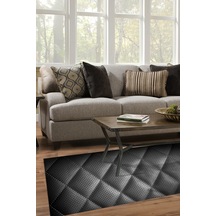 Kaymaz Dijital Mutfak & Salon Halı Trend Geometrik E5013 Siyah
