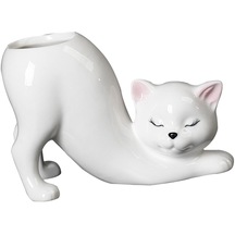 Suntek Magideal Karikatür Kedi Saksı Seramik Kapalı Açık Beyaz