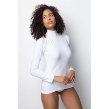 3 Adet Özlem Yarım Boğazlı Uzun Kollu Fanila Atlet Body 3227 Beyaz