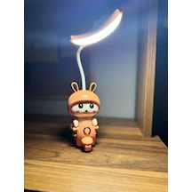 Sevimli Scooterlı Tavşan Masa Lambası Led Işıklı, Dekoratif & Fonksiyonel Turuncu