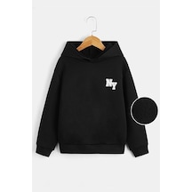 Uyguntarz Ny Baskılı Erkek - Kız Çocuk Rahat Kalıp Sweatshirt Siyah
