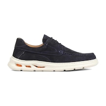 Erkek Lacivert Bağcıklı Kalın Tabanlı Nubuk Deri Sneaker