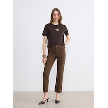 Lcw Jeans Kahverengi Crop Flare Kadın Jean Pantolon