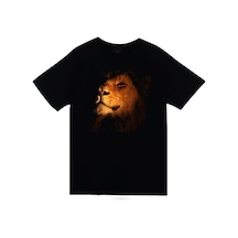 Stoned&Fame Aslan Baskılı Unisex %100 Pamuk Siyah T-shirt SIYAH Siyah