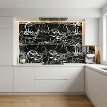 30x60 Cm Kendinden Yapışkanlı Duvar,banyo,tezgah Arası Kaplama Siyah Çizgili Mermer 12 Adet 7006-30-12