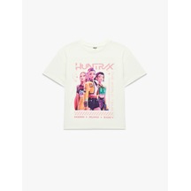 Koton Lisanslı Kpop Baskılı Kısa Kollu Pamuklu Tişört Ekru 6skg10691ak