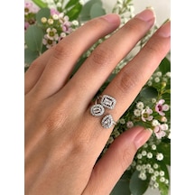 Üç Dal Baget Silver Yüzük Çok Renli