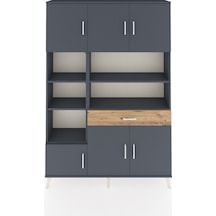 Arges Dolap 10 Raflı Tek Çekmeceli 6 Kapaklı 132x30x195 Antrasit-antrasit/çam Antrasıt/atlas Çam