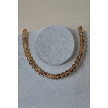 Badeaccessories 8 Mm Sitrin Doğal Taş Kolye Gümüş