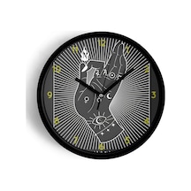 Tarot Destanı - Sihirbaz Modern Duvar Saati - 30cm - Önü Camlı Siyah Kasa - Sessiz Mekanizma-jh0198 Siyah