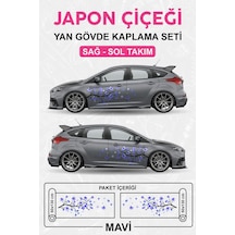Japon Çiçeği Sakura - Yan Gövde Sticker Seti Kaplama Mavi - 864812520