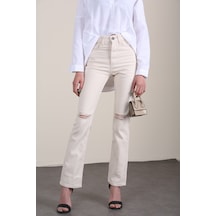 Mad Girls Bej Yırtık Detaylı Dar Kalıp Jean Mg1305-Bej