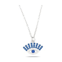 Kuyumcudukkani "kirpikleri Mavi Taşlı Göz"figürlü Kolye-37297-w-blu Beyaz