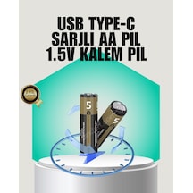 1.5v - 608 - Aa Şarjlı Lityum Pil 1000+ Kez Şarj Edilebilir Hızlı Type-c Şarj - Shophnrl - 2 Adet