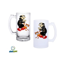 Gargamel Kulplu Bira Bardağı Buzlu Veya Şeffaf Seçenekli 0293