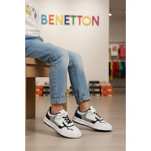 United Colors Of Benetton Beyaz Siyah Cırtlı Hafif Unisex Çocuk Spor Ayakkabı Bnı-10020 F Beyaz-siyah