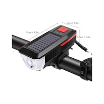Bisiklet Solar Korna Işık 3 Mod 120 Desibel 350 Lümen Bisiklet Işığı Bisiklet Kornası 2in1 Siyah