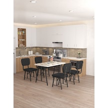 Mygusi Hayat 4 Sandalyeli Yemek Masa Takımı Beyaz Mermer Efes Siyah Mygusi Hayat 4 Sandalyeli Yemek Masa Takımı Beyaz Mermer Efes Siyah