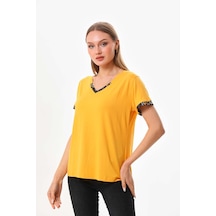 Sistas Kadın V Yaka Kısa Kol Bluz 23152 Sarı