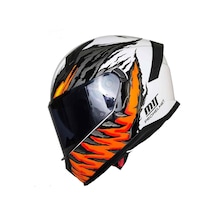 Mts Pro Helmets M-910 Kapalı Motosiklet Kaskı Beyaz - Siyah - Turuncu