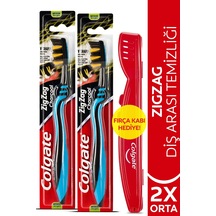 Colgate Zigzag Charcoal Diş Arası Temizliği Orta Diş Fırçası 2'li + Diş Fırçası Kabı