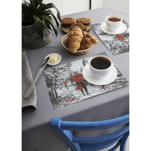 Dekoratif Baskılı Keçe Amerikan Servisi, Supla 4'Lü Servis Takım  -343 Çok Renkli