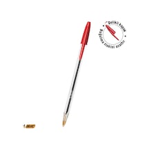 Bıc Cristal Medium Tükenmez Kalem Kırmızı 50'li Kutu, 1.0 Mm Orta Kalınlıkta Uç, Şeffaf Gövde, Delikli Kapak Genel