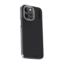 Joko Apple İphone 15 Pro Max Uyumlu Kılıf Aramid 600d Kevlar Karbon Fiber Magsafe Kapak - Gri