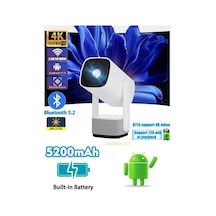 K2 Şarjlı Projeksiyon 4k Bt Wifi Android Taşınabilir Led Projektör Ev Sinema Açık Hava Tv