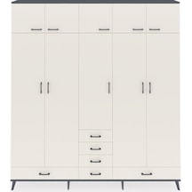 Arges Dolap 6 Raflı 6 Çekmeceli 4 Askılı 220x30x243 Antrasit-aytaşı/aytaşı Aytası/aytası
