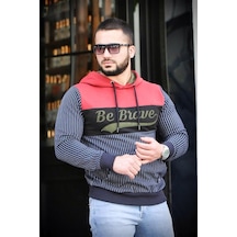 Madmext Kapşonlu Çizgili Sweatshirt Lacivert 2815