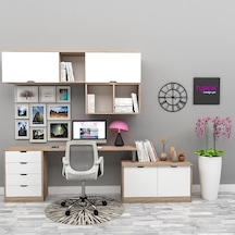 Vario Raflı Çalışma Masası Suntalam Sis Gri