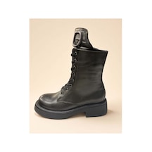 37brandshoes Deri Bağcıklı Asker Botu Haki Ve Siyah Haki Haki