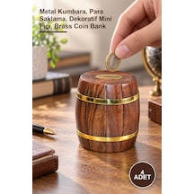4 Adet Pirinç Fıçı Kumbara Metal Kumbara, Para Saklama, Dekoratif Mini Fıçı, Brass Coin Bank 1