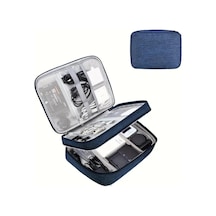 3 Katlı Elektronik Cihaz Ve Kablo Düzenleyi Taşınabilir Seyahat Çantası. Ebat 28x20x8 Cm Lacivert
