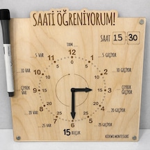 Saati Öğreniyorum Kalem Silgi Ahşap Eğitim Seti İlkokul Eğitici Ahşap Oyuncak Etkinlik Seti Öğrenme