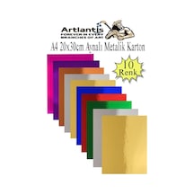 Metalik Aynalı Fon Kartonu A4 10 Renk 20x30 Cm 1 Paket Okul Sınıf Dekoratif Pırıltılı Folyo Kağıt Çok Renkli