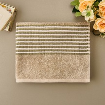 Soft İpliği Boyalı Linen Border Yüz Havlusu - Bej - 50x80 Cm Renkli