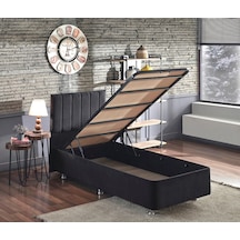 Nironyatak Niron Ela Baza Ve Başlık Seti - 80X180 Cm Tek Kişilik Siyah Kumaş