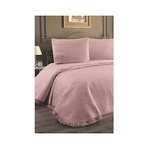 Bir Aksesuar Çift Kişilik Yatak Örtüsü Pudra Renkli Polyester Kumaş Düz Tema İle Şık Tasarım