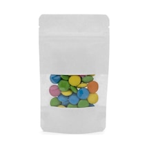Pencereli Beyaz Kraft Kilitli Doypack Ambalaj 11 X 18,5 + 3,5 Cm. 100 Gr. -1000 Adet