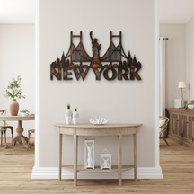 Paslı New York Silüeti - Metal Tablo - Dec0202 60 X 33 Cm Çok Renkli