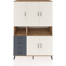 Kronos Dolap 7 Raflı 4 Çekmeceli 5 Kapaklı 132x59x195 Çam-aytaşı/antrasit Aytası/antrasıt