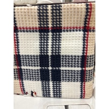 Sesli Comfort Lacivert Bej Kırmızı Skoç Pamuk Örme Battaniye 200x220 Çift Kişilik Battal Diğer
