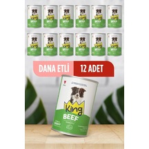 King Sos İçerisinde Et Parçacıklı Dana Etli Köpek Konservesi 400 Gr X 12 Adet
