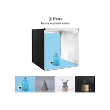Pro 80x80 Cm Profesyonel Stüdyo Led Işıklı Ürün Fotoğraf Çekim Çadırı 3 Fonlu Büyük Boy Stüdyo Seti Çok Renkli