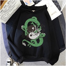 Yin Yang Kapşonlu Sweatshirt Siyah