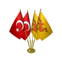 Masa Üstü Büyük Hun İmparatorluğu Bayrağı Türk Bayrağı Dörtlü Pir