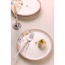 Kalpli Soft Bloom Nordic 4'lü Pasta & Sunum Tabağı 22 Cm Çok Renkli