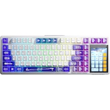 Aula L99 4" Akıllı Dokunmatik Ekranlı 3 Modlu RGB Hot Swap Caramel Latte Switch Mekanik Kablosuz Oyuncu Klavyesi Mor